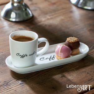 Espresso-Tasse aus Porzellan mit kleinem Tablett Caffè Solo