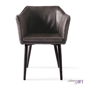 Esszimmer-Stuhl mit Armlehne und schwarzem Bezug