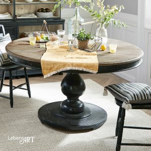 Tisch SHREWSBURY schwarz zweifarbig rund ausziehbar