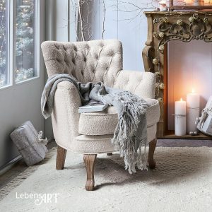 Sessel CALGARY mit Chesterfield-Steppung in creme