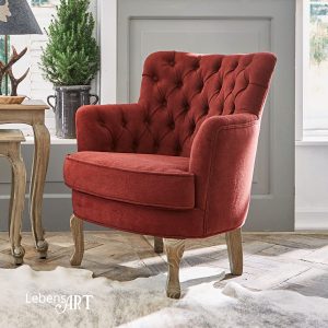 Sessel CALGARY mit Chesterfield-Steppung in rot