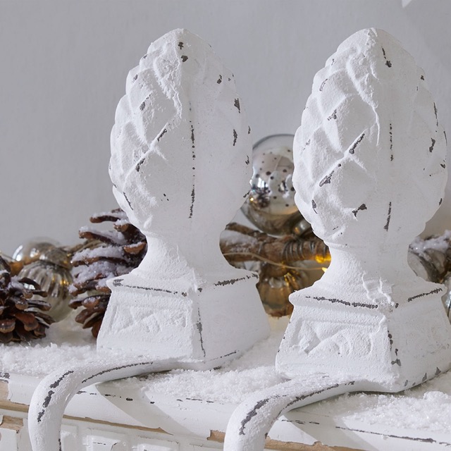 Eisenzapfen-2er-Set - LUCIELLE - antikweiss -mit Haken