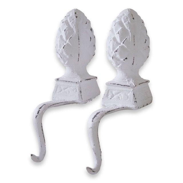 Eisenzapfen-2er-Set - LUCIELLE - antikweiss -mit Haken