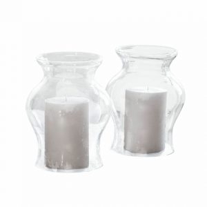 Windlicht LESDAIN - 2erSet - mundgeblasenes Glas - feine Pokalform - auch als Vase nutzbar - #21897