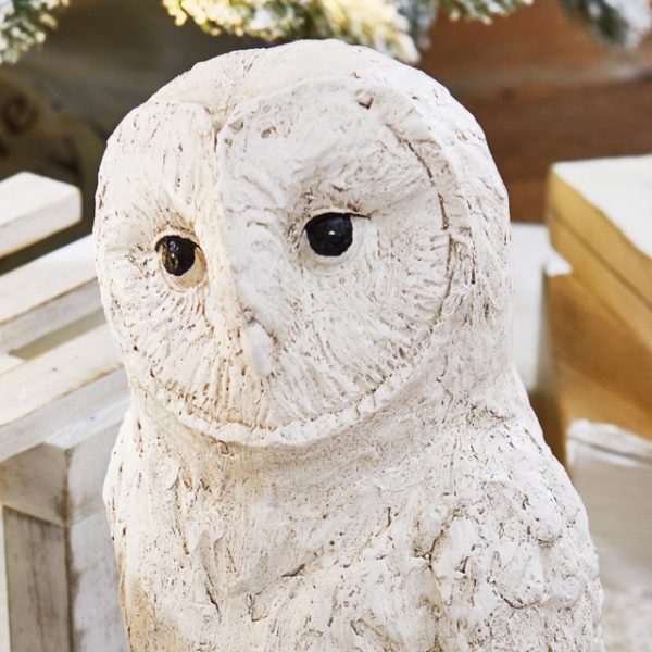 Deko-Eule HERIETTE - Polyresin - weiss - realistische Tierfigur aus Polyresin - reizende Anmutung einer Schneeeule - naturnahes Design & freundlicher Ausdruck