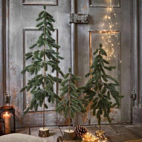 Weihnachtsbaum - 3erSet - LORIN - Kiefernholz - Eisen - #21201 - Natürlich wirkende Nadeln - Füße Kiefernholz - Stamm aus Eisen