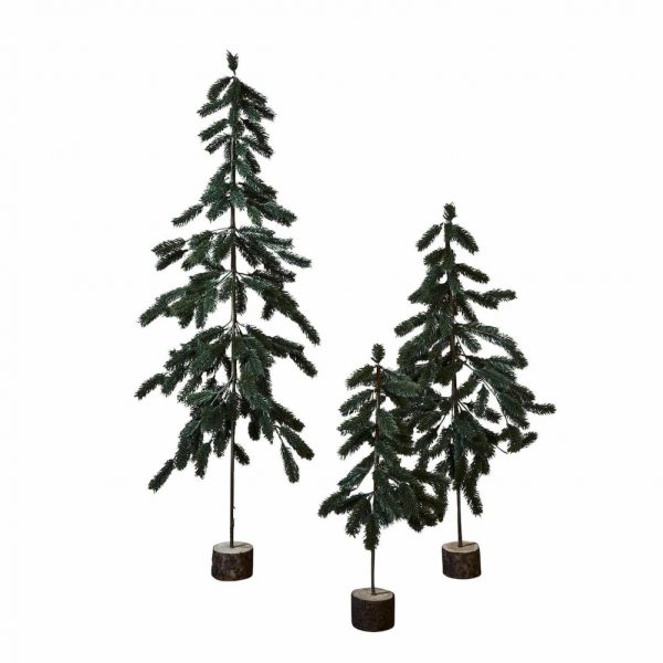 Weihnachtsbaum - 3erSet - LORIN - Kiefernholz - Eisen - #21201 - Natürlich wirkende Nadeln - Füße Kiefernholz - Stamm aus Eisen