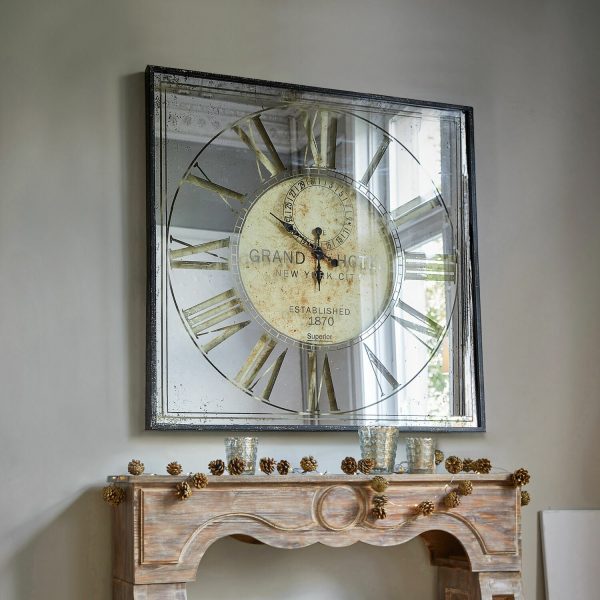 Uhr - MIRADS - Eisen-Glas - verspiegelt - Antik-Finish - römische Ziffern - #18400