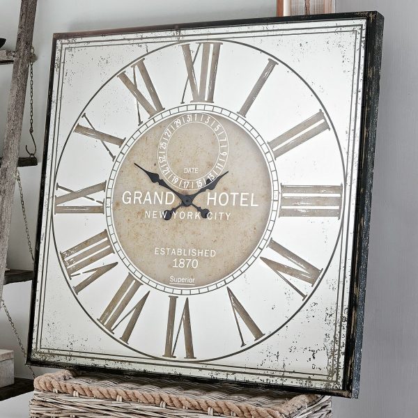 Uhr - MIRADS - Eisen-Glas - verspiegelt - Antik-Finish - römische Ziffern - #18400