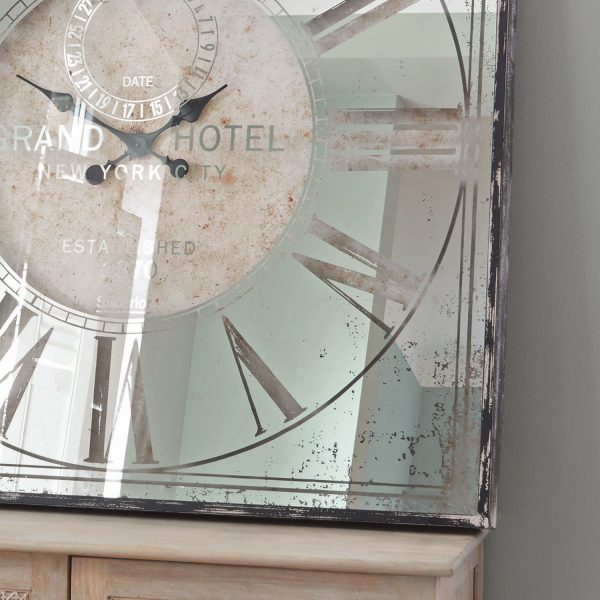 Uhr - MIRADS - Eisen-Glas - verspiegelt - Antik-Finish - römische Ziffern - #18400