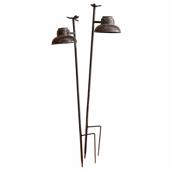 Solar-Laterne 2er Set Ivexil - Antikbronze-Finish - Liebliches Libellen-Detail - kabelloser Solarbetrieb