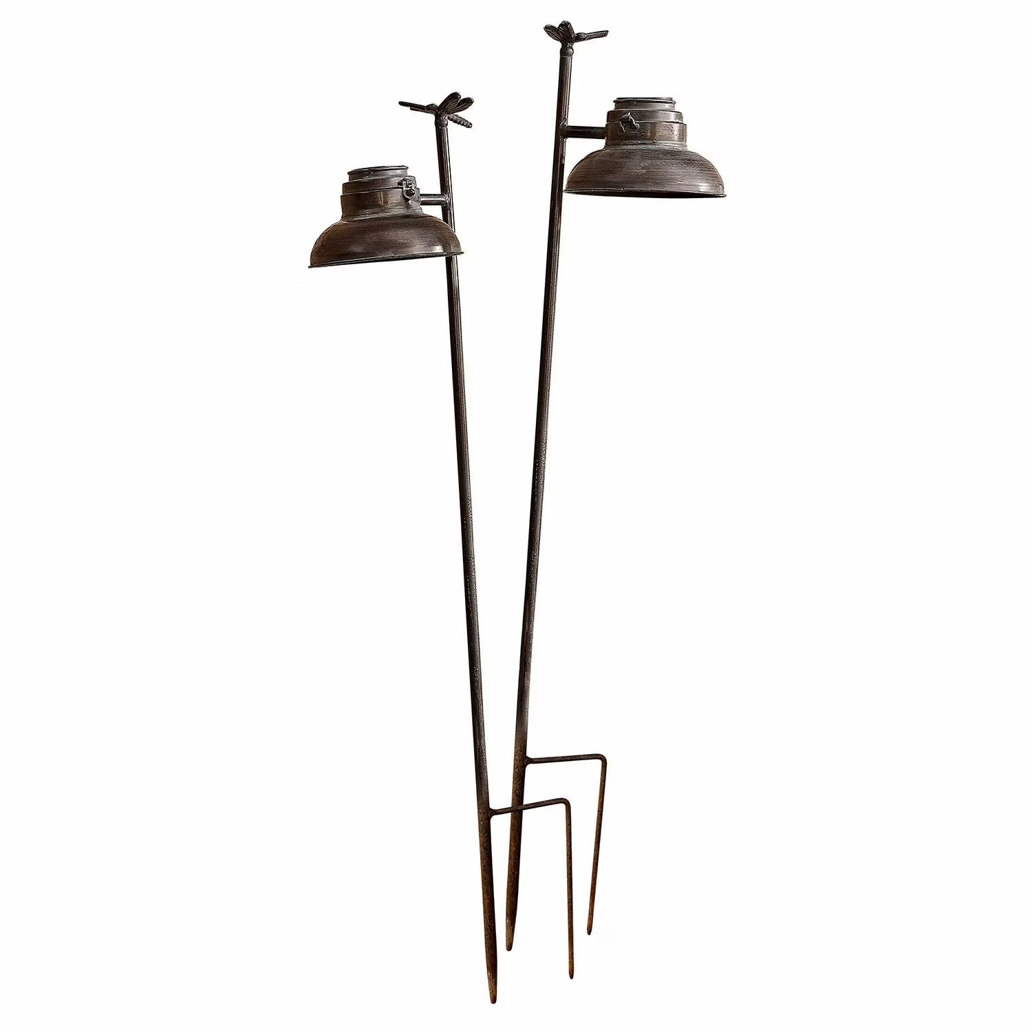 Solar-Laterne 2er Set Ivexil - Antikbronze-Finish - Liebliches Libellen-Detail - kabelloser Solarbetrieb