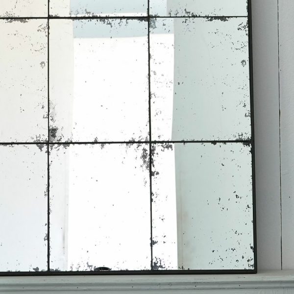 Spiegel Burami - edles Antik-Finish - schickes Sprossenfenster-Design - Haken zum Aufhängen - dezenter Eisenrahmen