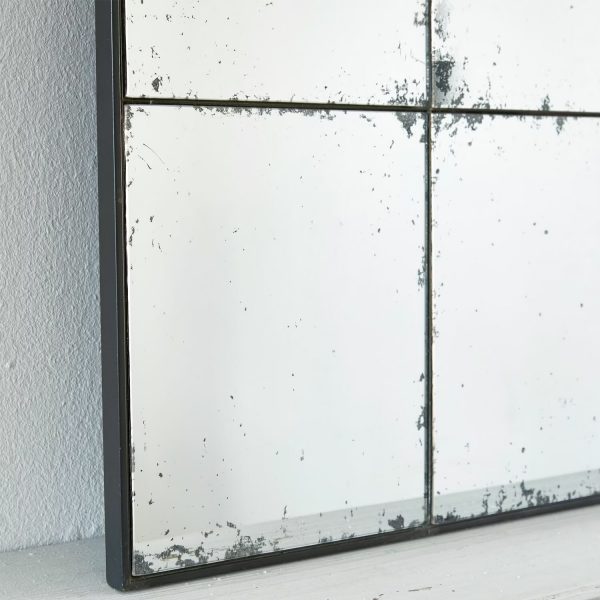 Spiegel Burami - edles Antik-Finish - schickes Sprossenfenster-Design - Haken zum Aufhängen - dezenter Eisenrahmen