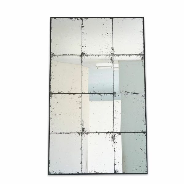 Spiegel Burami - edles Antik-Finish - schickes Sprossenfenster-Design - Haken zum Aufhängen - dezenter Eisenrahmen