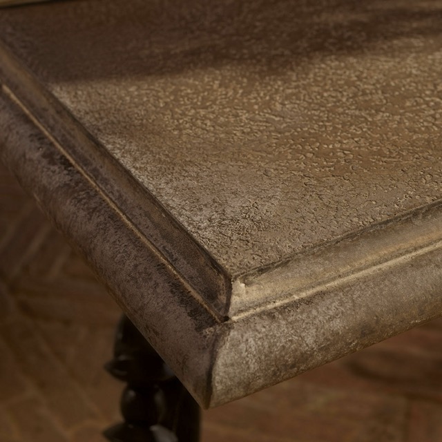 Tisch - BRÉHÉVILLE - Schmiedeeisen - #12357 - mit Antik-Patina - kunstvoll in Handarbeit geschmiedet - massives Eisengestell - Platte aus Steingemisch