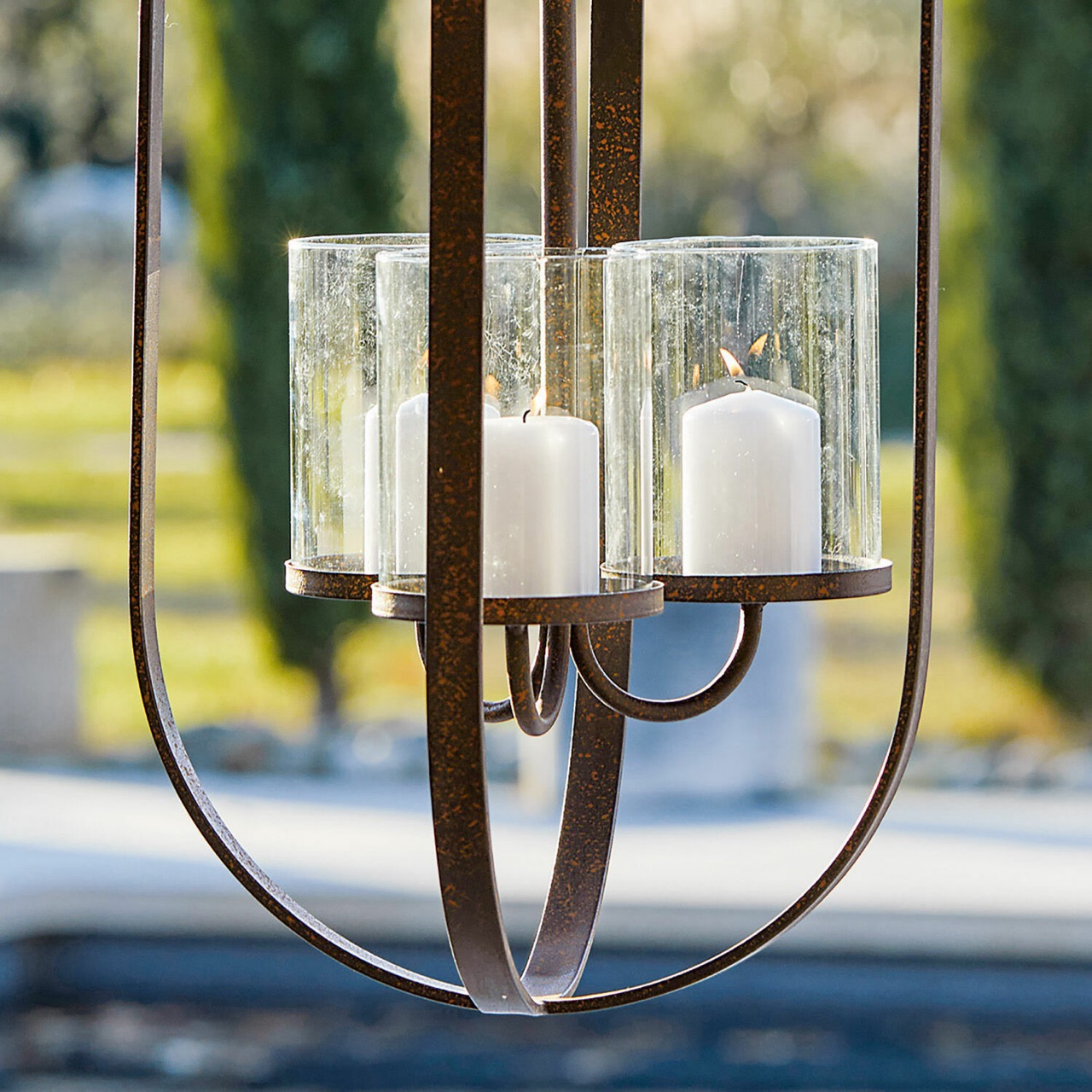 Hängelaterne Hampshire - gemütliche Illumination - Metall mit Antik-Finish - Schützende Glaszylinder - #20424 - H67-D30cm