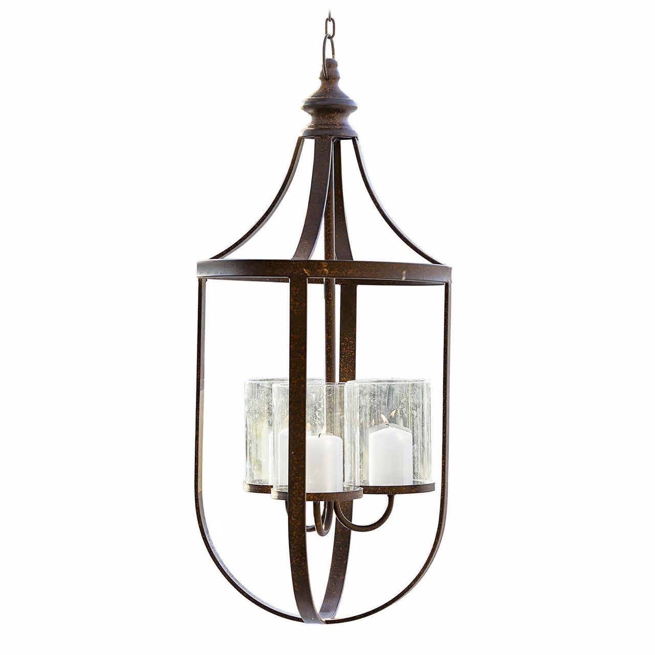 Hängelaterne Hampshire - gemütliche Illumination - Metall mit Antik-Finish - Schützende Glaszylinder - #20424 - H67-D30cm