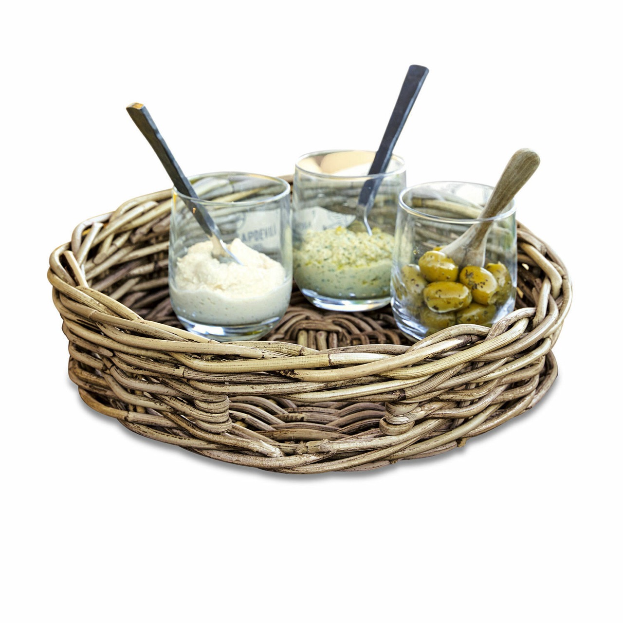 Tablett Duras - Naturmaterial Rattan - Traditionelle Handwerkskunst - Stabil und lange haltbar - Mit praktischen Griffmulden - #20567