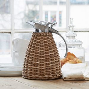 Thermoskanne Senta - aus rostfreiem Edelstahl & Rattan - für Frühstück, Picknick & Ausflug - hält Getränke lange warm oder kühl - #14227