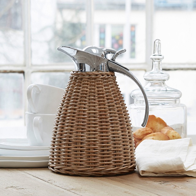 Thermoskanne Senta - aus rostfreiem Edelstahl & Rattan - für Frühstück, Picknick & Ausflug - hält Getränke lange warm oder kühl - #14227