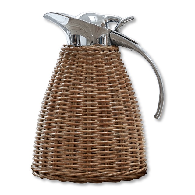 Thermoskanne Senta - aus rostfreiem Edelstahl & Rattan - für Frühstück, Picknick & Ausflug - hält Getränke lange warm oder kühl - #14227