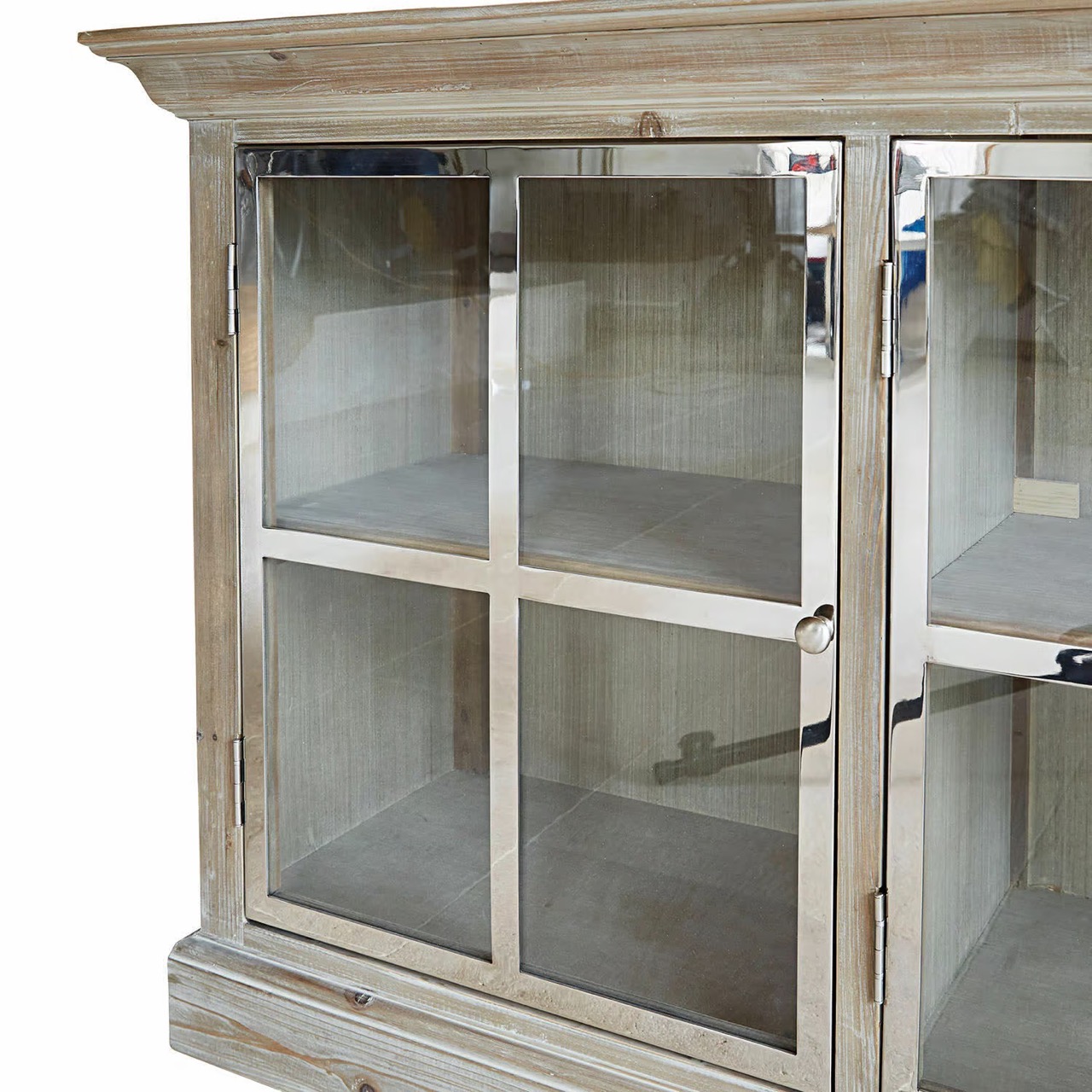 Sideboard Keyport - wiederaufbereitetes Tannenholz - verglaste Türen aus rostfreiem Edelstahl - mit Antik-Finish - #21797