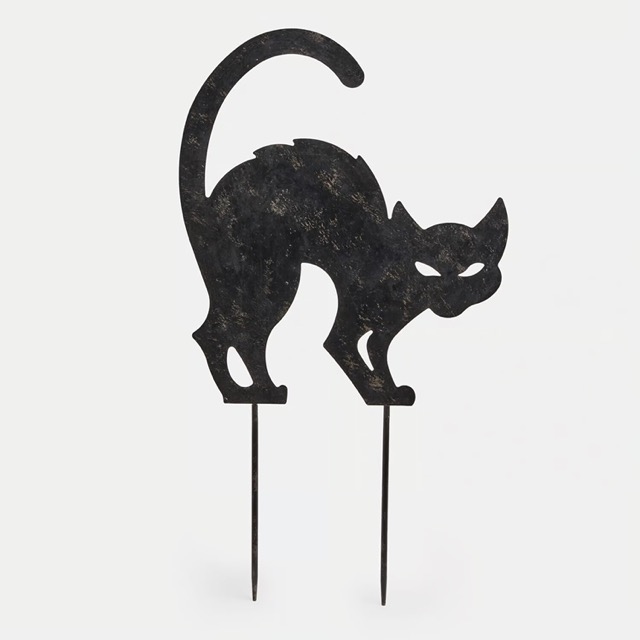 Gartenstab Rénelise - Eisensilhouette in Katzenform - mit Antischwarz-Finish - Spielerische Gartenkomposition