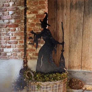 Gartenstab Talmora - Eisen mit Antikschwarz-Finish - Fein ausgestanzte Details - für Töpfe, Beete und Pflanzgefäße