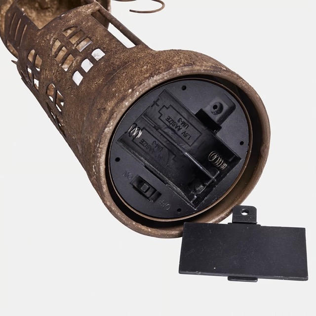 LED-Laterne Vessper - Antikbraun-Finish - Ein-/Aus-Schalter am Boden - Kette mit Aufhängering - batteriebetrieben